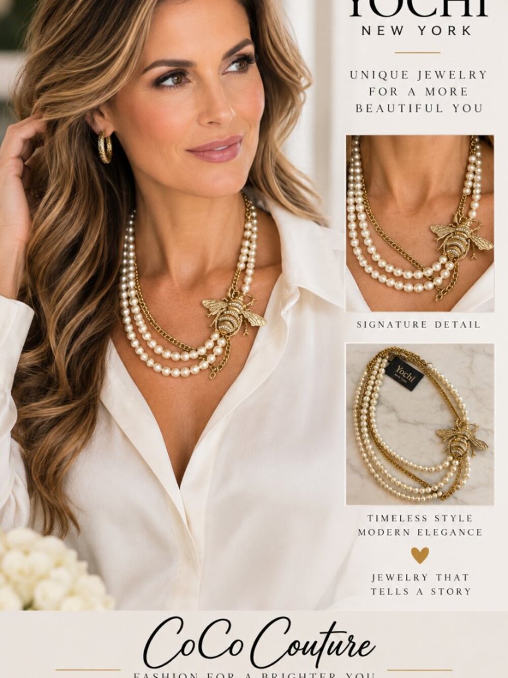 Kiata Gold Multi Strand and Bee Necklace by YOCHI NY
